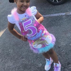 Custom Kids Birthday Outfit – T-Shirt & overalls dress Set – Personalized Party Clothes – Any Theme, Character, or Design