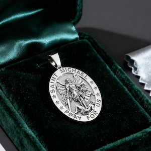 Saint Michael Necklace – 925 Sterling Silver Archangel Pendant for Protection, Faith & Spiritual Strength, Catholic Christian Jewelry Gift