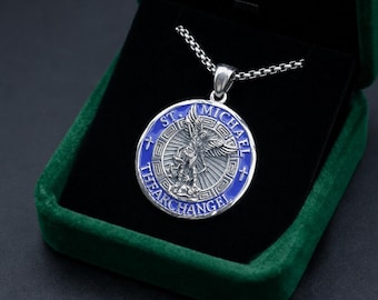 Saint Michael Necklace – 925 Sterling Silver the Archangel Religious Protection Pendant, Catholic Christian Jewelry Gift of Faith & Courage