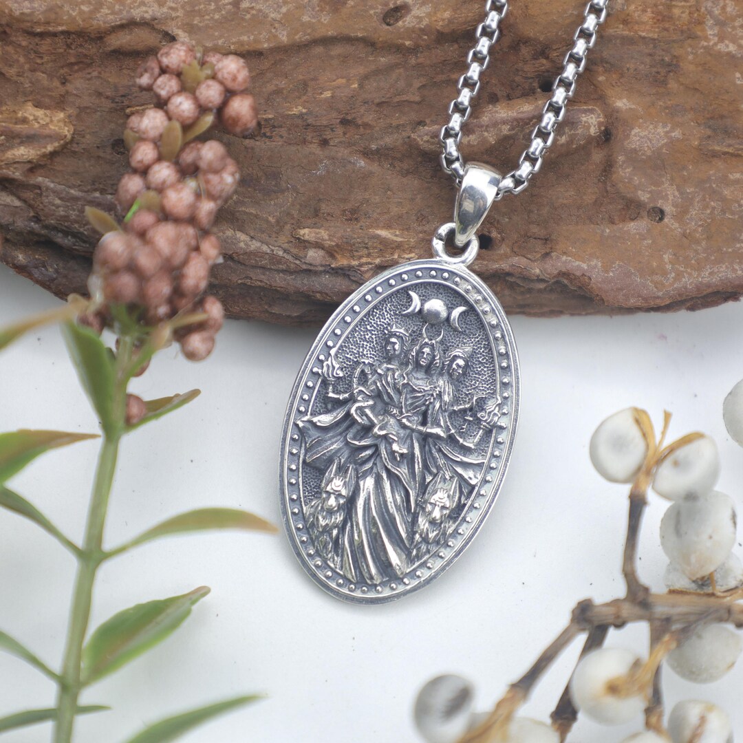 Hecate Triple Moon Goddess Necklace – 925 Sterling Silver Witchcraft ...