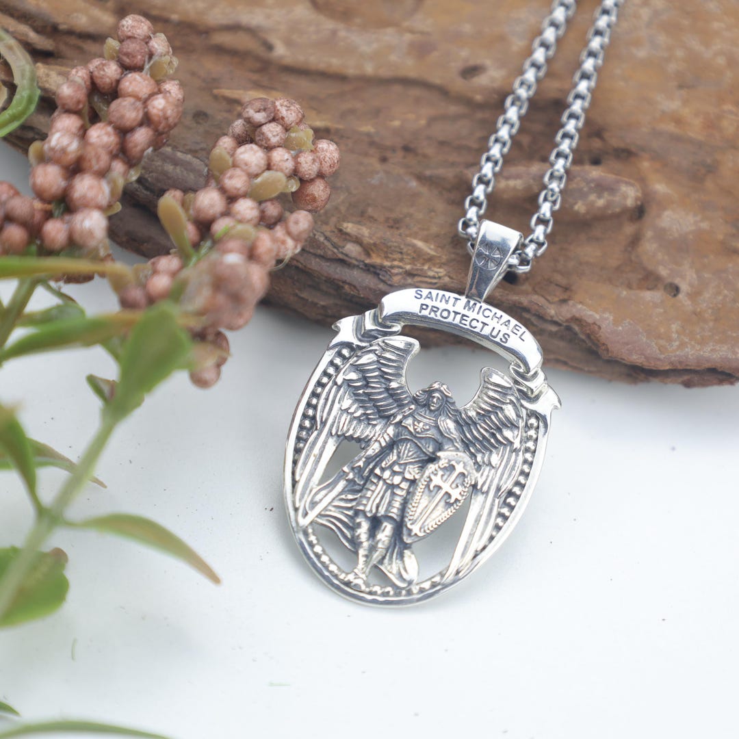 St Michael Necklace: 925 Sterling Silver Archangel Pendant, Spiritual ...