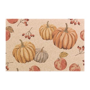 Autumn Pumpkin Coir Doormat: Rustic Fall Entryway Decor