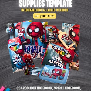 Editable Cartoon Spider theme School Labels (Digital Download)