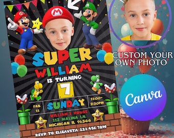 Personalized Editable Super Mario Invitation, Mario Bros Birthday Invitation, Printable Birthday Party Invitation
