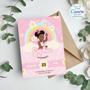 Plantilla de invitación Gracie's Corner, invitación digital animada editable, invitación de cumpleaños en video, fiesta de cumpleaños para niñas, descarga instantánea de Canva