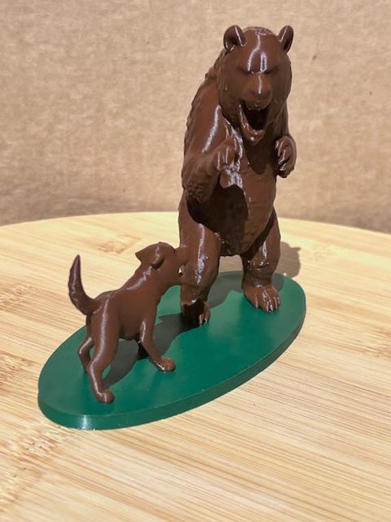 Brown Bear and Dog Standoff