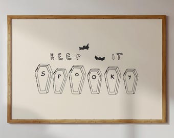 Coffin Wall Art Print, Gothic Halloween Spooky Typography Decor (Digital Download)