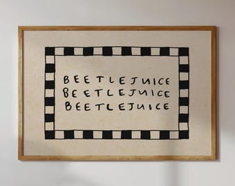 Beetlejuice Typography Art Print, Sandworm Stripes, Halloween Decor (Digital Download)