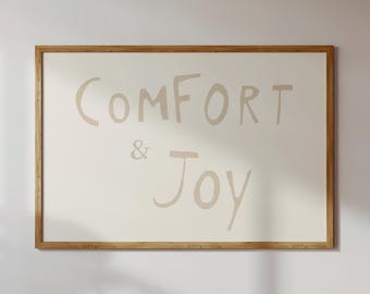 Comfort and Joy Christmas Phrase Print, Neutral Holiday Typography Wall Art (Printable)