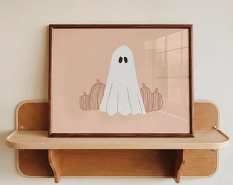 Pastel Ghost & Pumpkins Art Print, Whimsigoth Nursery Decor (Digital Download)