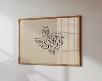 Texas Silhouette Botanical Art Print, Homesick State Love Wall Decor (Digital Download)