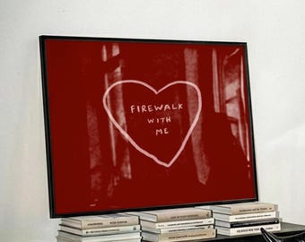 Twin Peaks Firewalk With Me Heart Print, Crimson Red David Lynch Fan Art (Digital Download)