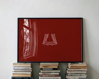 Twin Peaks Red Room Chevron Drapes Print, Surrealist Crimson Wall Art (Digital Download)