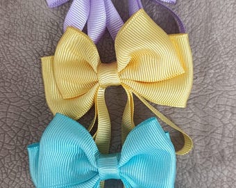 Pinzas para el cabello con lazo de cinta en tonos pastel, tela grosgrain, juego de pinzas de cocodrilo