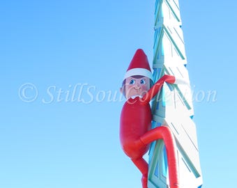 Climbing Elf Christmas Art Print | Festive Holiday Decor (Digital Download)