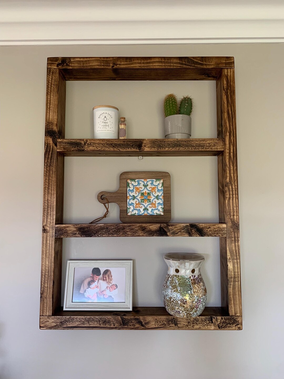 Rustic Farmhouse Wall Shelf – Handmade Wooden Floating Shelf, Modern ...