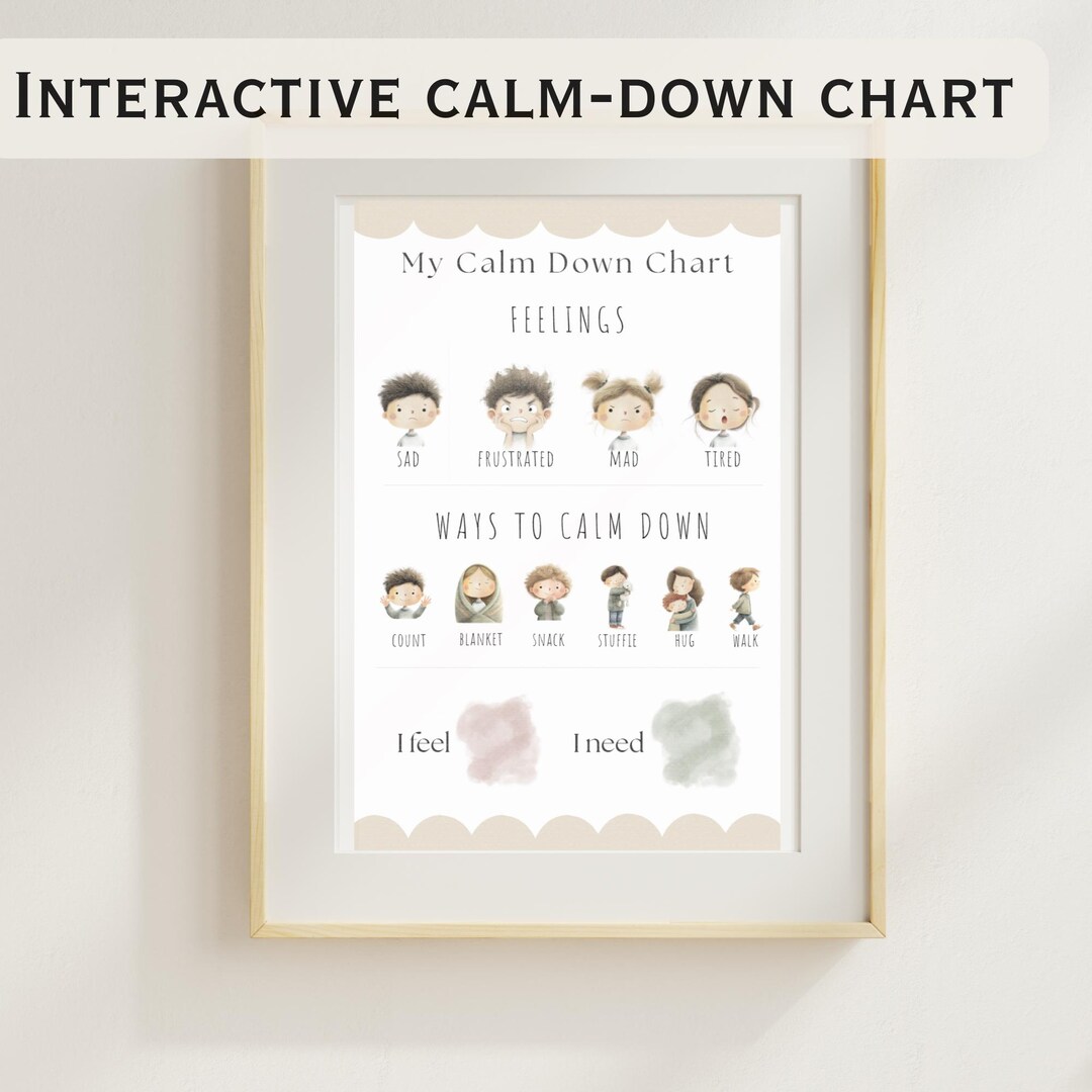 Interactive Calm Down Chart • Montessori Printable • Watercolor ...
