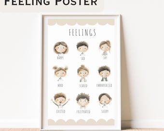 Feelings Chart + Calm Down Cards for Kids | Emotions Poster | SEL Corner | Calm Corner Printable | Preschool Classroom | Montessori Toddler