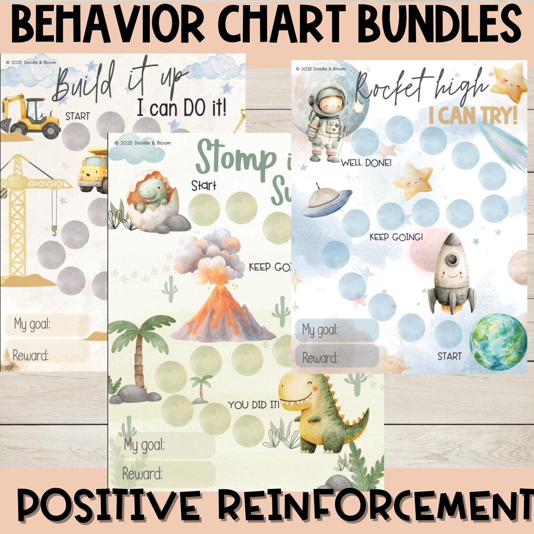 Positive Rouintes 3 Reward Chart Bundle Printable | Kids Behavior Chart | Instant ...
