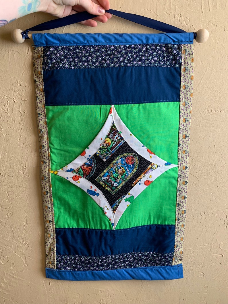 Pin Display Wall Hanging Mini Quilt Cathedral Square Design Legend of Zelda