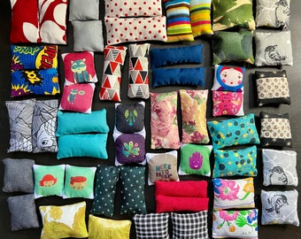 Pair of Miniature Throw Pillows - Dollhouse Cushions - Handmade Dollhouse Decor