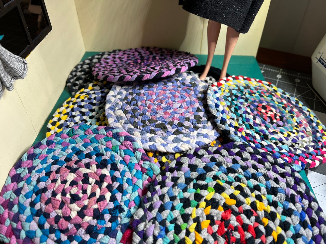 5 MINIATURE Braided Rug 112 or 16 Scale Barbie Dollhouse Rug Handbraided and Handsewn Etsy