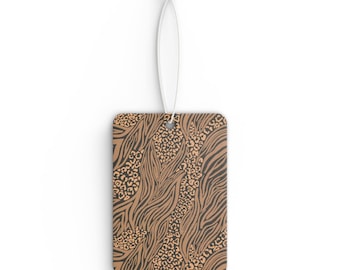 Woodgrain Floral Pattern Car Air Freshener | Botanical Swirl Scent Tag