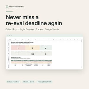 Monitorowanie obciążenia pracą psychologów szkolnych | Harmonogram oceny w Arkuszach Google (wersja cyfrowa do pobrania)
