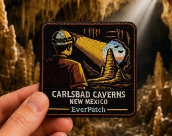 Carlsbad Caverns New Mexico Embroidered Patch, 3 Inch Iron-On Souvenir Badge