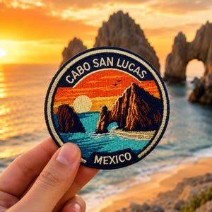Cabo San Lucas Patch Iron On Embroidered Mexico Patch 3 Inch Beach Travel Souvenir Badge for Hat Backpack, Jacket Vest, Vacation Gift