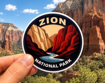Zion National Park Sticker: Waterproof Vinyl Decal for Laptops, Bottles (3 Inch)