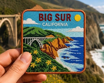 Big Sur California Embroidered Patch, Coastal Travel Souvenir Badge (3 Inch)