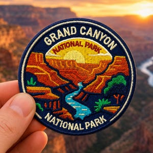 Grand Canyon-patch nationalparkspatch 7,5 cm stryk-på broderad souvenirmärke för ryggsäck, jacka, resegåva