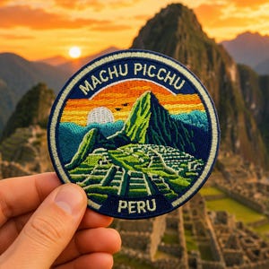 Machu Picchu-patch opstrijkbaar geborduurd – 3 inch Peru-reissouvenirbadge