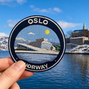 Oslo Norway Embroidered Patch, 3-Inch Nordic Travel Souvenir Badge