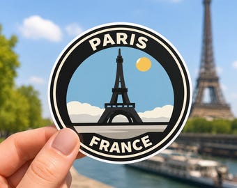 Paris France Eiffel Tower Sticker, Waterproof Vinyl Travel Souvenir (3 Inch)