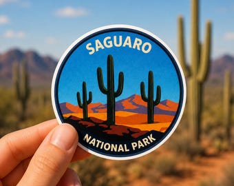 Saguaro National Park Sticker, Waterproof Vinyl Desert Cactus Decal (3 Inch)