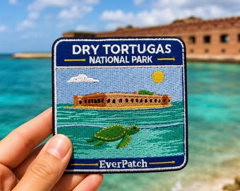 Dry Tortugas National Park Embroidered Patch, Fort Jefferson Sea Turtle Souvenir Badge (3 Inch)