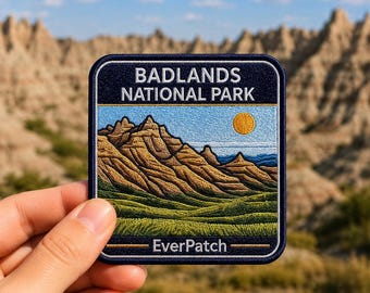 Badlands National Park Embroidered Iron-On Patch, 3 Inch Souvenir Badge