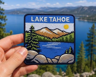 Lake Tahoe Embroidered Patch 3 Inch Iron-On Mountain Lake Souvenir