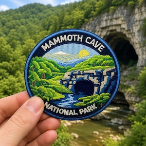 Mammoth Cave National Park Patch – 3 Inch Iron-On Embroidered Kentucky Cave Travel Souvenir Badge