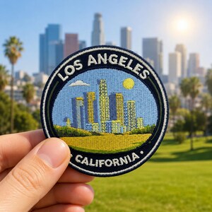 Los Angeles California Patch – 3 Inch Iron-On Embroidered Skyline Travel Souvenir Badge