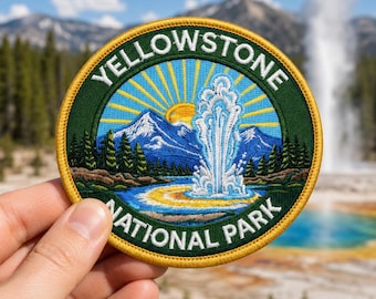 Yellowstone National Park Old Faithful Embroidered Patch (3 Inch Iron-On)