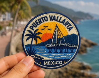 Puerto Vallarta Mexico Embroidered Iron-On Patch 3 Inch Travel Souvenir