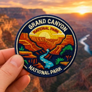 Grand Canyon Patch National Park Patch 3 Inch Iron On Embroidered Souvenir Badge for Backpack Jacket, Travel Gift