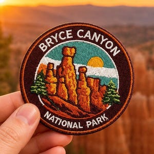 Bryce Canyon Patch Iron On Embroidered National Park 3 Inch Utah Canyon Souvenir Badge for Hat, Backpack Jacket, Vest, Hiking Travel Gift