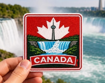 Canada Niagara Falls Maple Leaf Patch, Embroidered Iron-On Souvenir Badge