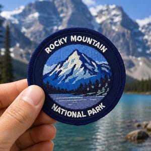 Rocky Mountain Patch Iron On Embroidered 3 Inch National Park Souvenir Patch for Backpack Jacket, Travel Gift