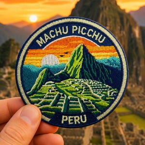 Machu Picchu Patch Iron On Embroidered– 3 Inch Peru Travel Souvenir Badge