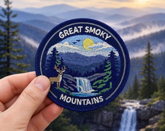 Smoky Mountains Embroidered Patch: Vintage Travel Souvenir Badge (3 Inch)
